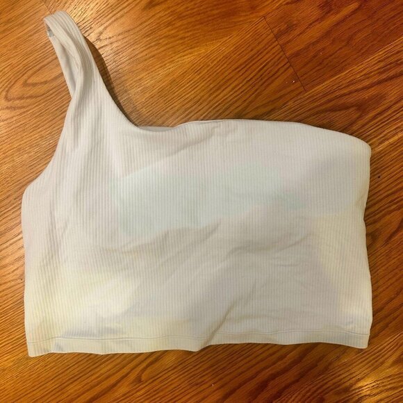 lululemon Ribbed Nulu Asymmetrical Yoga Tank Top in Sheer Blue Size 12 - Picture 3 of 5